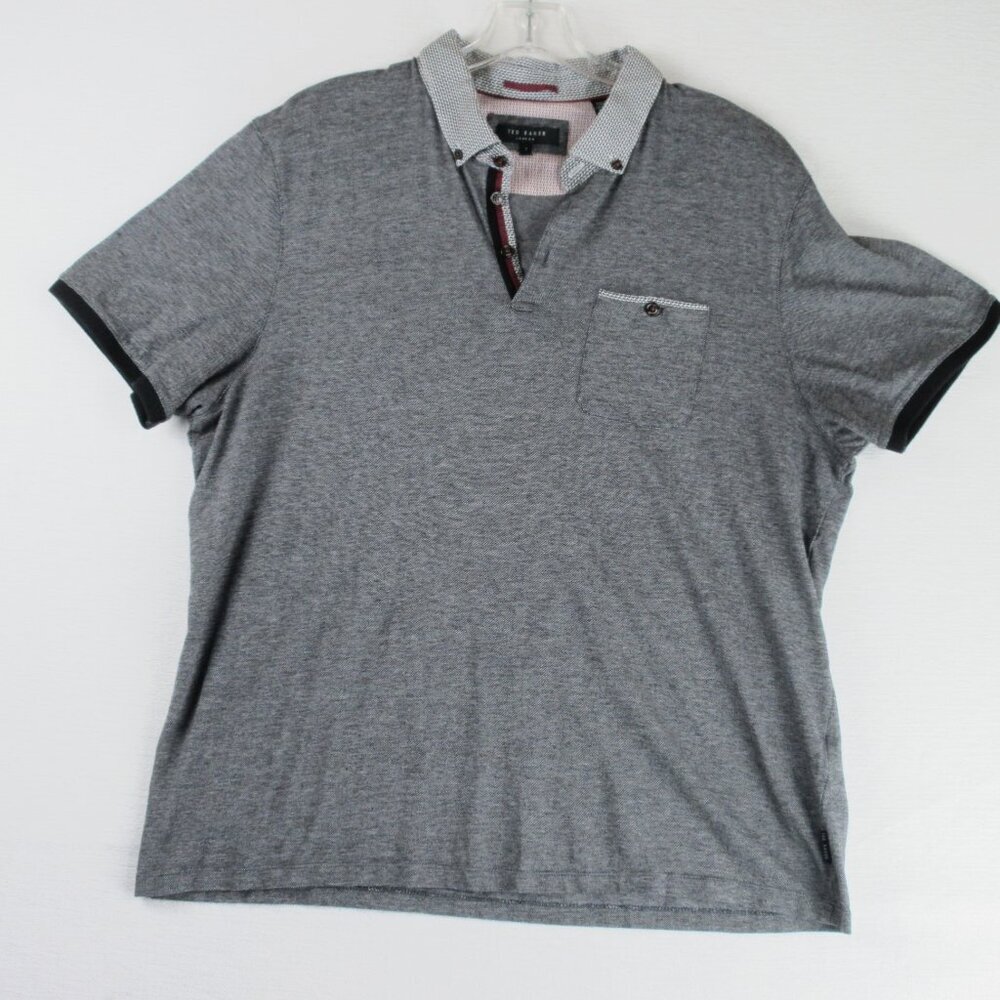 Ted Baker Cotton Contrast Collar Polo Grey Size XXXL